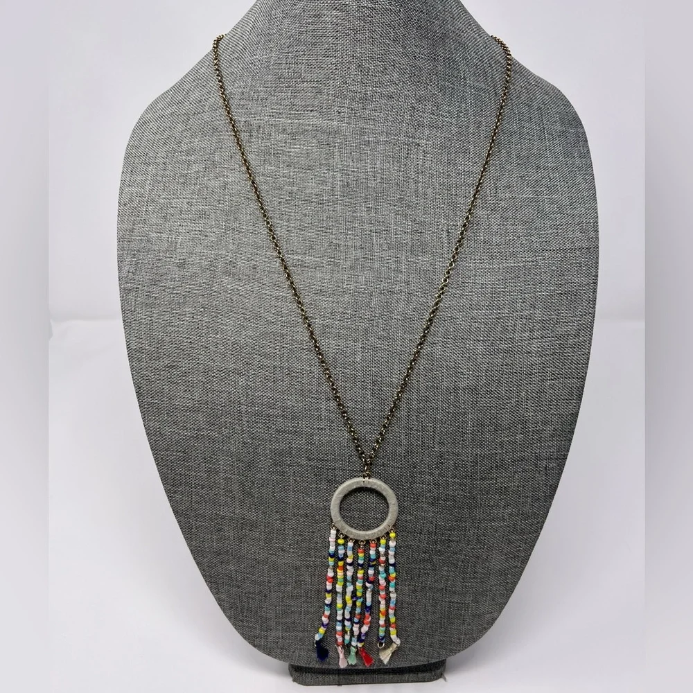 Sugarfix Long Beaded Tassel Necklace, rainbow, boho,‎ bohemian, multi-colored